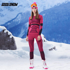 Ensemble de sous-vêtements thermiques en polaire Gsou Snow pour femmes