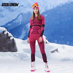 Ensemble de sous-vêtements thermiques en polaire Gsou Snow pour femmes