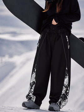 Pantalon de jogging ample Hyper Flux pour femme, style snowboard, avec empiècement graffiti et bande réfléchissante