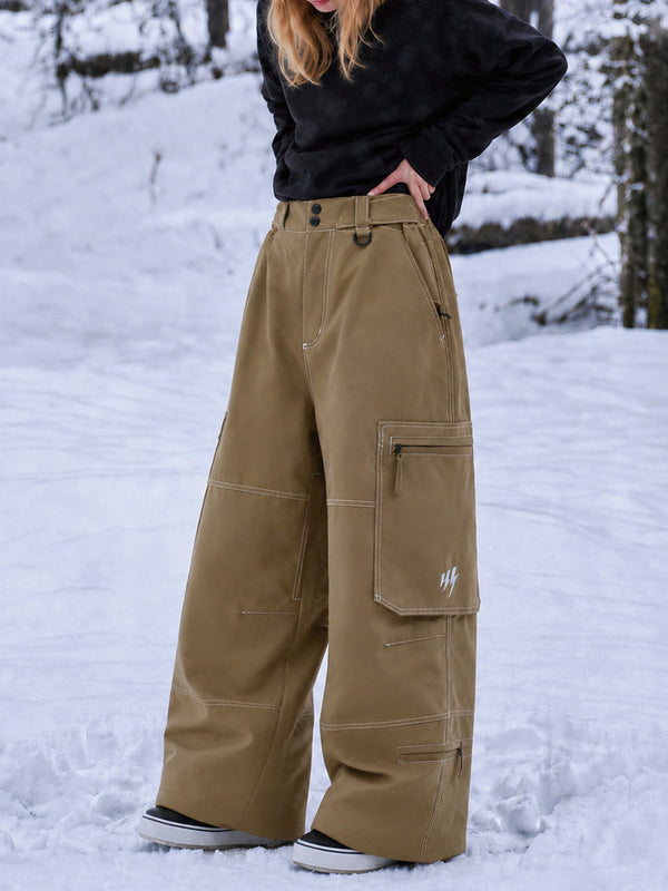 Pantalon de snowboard cargo ample à coutures épaisses pour femme, style utilitaire Wild Soul Crew