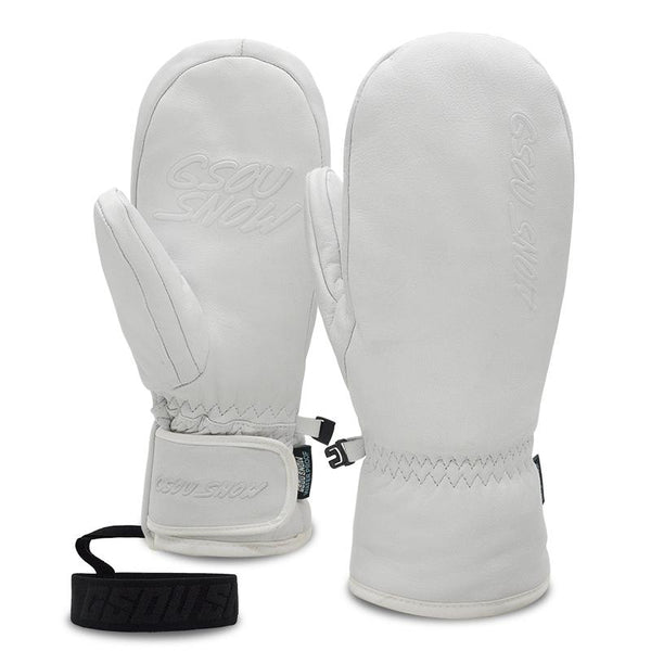 Moufles d'hiver Gsou Snow en cuir de chèvre pour femmes, toutes saisons