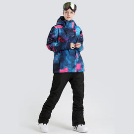 Ensemble veste et pantalon de ski SMN Winter Fashion Snow Graffiti pour femme