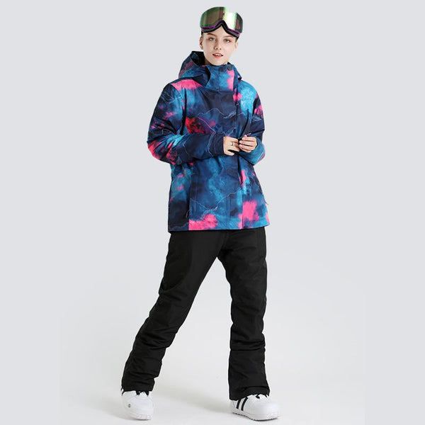 Ensemble veste et pantalon de ski SMN Winter Fashion Snow Graffiti pour femme