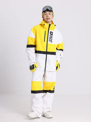 Ensemble veste et pantalon de ski coupe-vent Cosone Winter Forward à fermeture éclair et colorblock pour homme