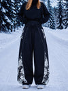 Pantalon de jogging ample Hyper Flux pour femme, style snowboard, avec empiècement graffiti et bande réfléchissante