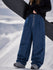 Pantalon de snowboard en denim brut utilitaire à rivets pour femme – Coupe oversize avec double poche arrière