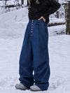 Pantalon de snowboard en denim brut utilitaire à rivets pour femme – Coupe oversize avec double poche arrière
