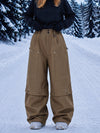 Pantalon de snowboard cargo utilitaire UrbanCraft pour femme, à double genouillère et empiècements renforcés par rivets
