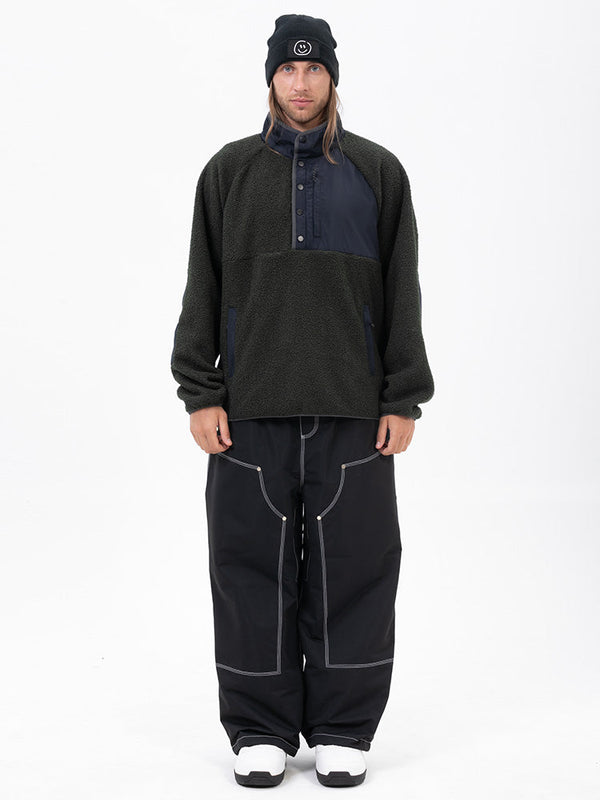 Ensemble pull en polaire sherpa pour homme et pantalon de ski ample style freerider urbain