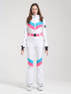 Combinaison de ski Gsou Snow Retro pour femme, à rayures en V et ceinture évasée