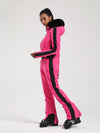 Combinaison de ski une pièce Gsou Snow Classic Dawn pour femme, ornée de fausse fourrure