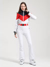 Combinaison de ski Gsou Snow Retro pour femme, à ceinture et coupe évasée color-block.