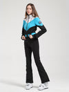 Combinaison de ski Gsou Snow Retro pour femme, à ceinture et coupe évasée color-block.