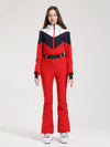 Combinaison de ski Gsou Snow Retro pour femme, à ceinture et coupe évasée color-block.