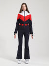 Combinaison de ski Gsou Snow Retro pour femme, à ceinture et coupe évasée color-block.