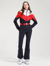 Combinaison de ski Gsou Snow Retro pour femme, à ceinture et coupe évasée color-block.