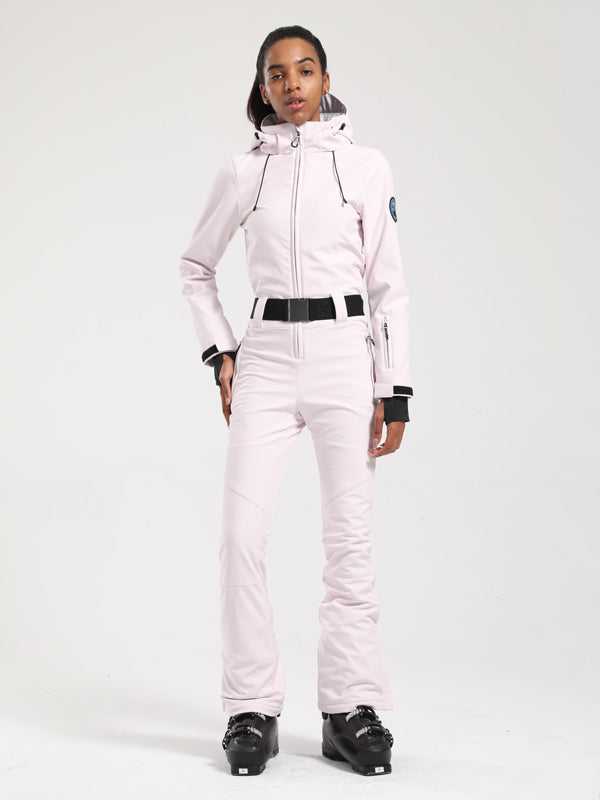 Combinaison de ski une pièce Gsou Snow Classic pour femme, coupe évasée et ceinture