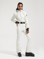 Combinaison de ski une pièce Gsou Snow Classic pour femme, coupe évasée et ceinture