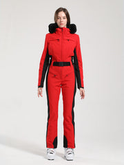 Combinaison de ski Gsou Snow Classic pour femme, coupe évasée, bordure en fausse fourrure, modèle Dawn