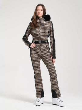 Combinaison de ski Gsou Snow Classic Dawn pour femme, ornée de fausse fourrure.