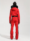 Combinaison de ski une pièce Gsou Snow Classic pour femme, coupe évasée, bordure en fausse fourrure, modèle Dawn.