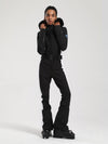 Combinaison de ski une pièce Gsou Snow Classic pour femme, coupe évasée, bordure en fausse fourrure, modèle Dawn.