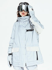 Veste de neige à blocs de couleur réfléchissants Vector Winter Invitation pour femme