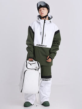 Ensemble veste et pantalon de ski Cosone Powdreamer pour homme, à demi-zip et colorblock