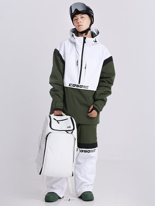 Ensemble veste et pantalon de ski Cosone Powdreamer pour homme, à demi-zip et colorblock