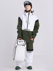 Ensemble veste et pantalon de ski Cosone Powdreamer pour homme, à demi-zip et colorblock